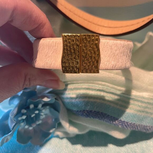 Haley White n Gold Magnetic Clasp RusticCuff Haley - Picture 1 of 10